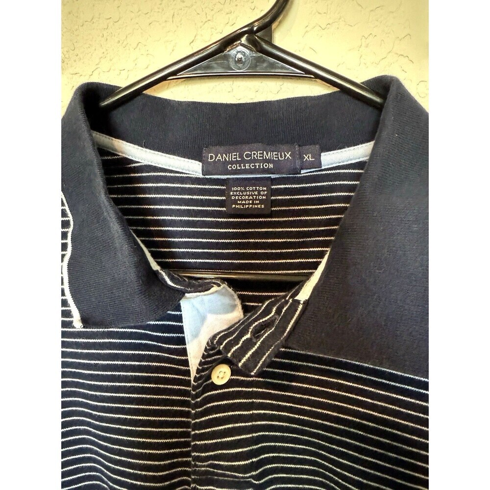 DANIEL CREMIEUX MEN'S SHORT SLEEVE POLO SHIRT 100% COTTON Stripped - Picture 3 of 8